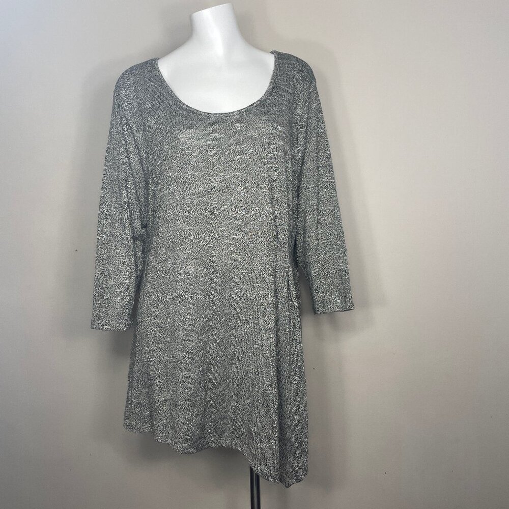 Lane Bryant Sweater Womens 22 24 Pullover Metallic Shimmer Sparkle Gray Gold